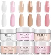 Modelones Acrylic Powder, 6 Colors Transparent Jelly Nude Nail Acrylic Powder Milky White Pink Nu...