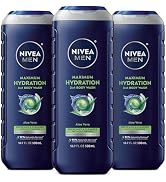 NIVEA MEN Maximum Hydration Body Wash for Dry Skin, Aloe Vera Enriched, 3-in-1 Moisturizing Body ...