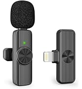 Wireless Lavalier Microphone for iPhone Recording, Portable Clip-On Microphone for iPhone Audio/V...