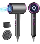 Hair Dryer, 1875W Low Noise & Thermo-Control Portable Travel Hairdryer, Professional Ionic Travel...