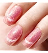 AILLSA Cat Eye Gel Nail Polish Pink Glitter Jelly Holographic Gel Polish Iridescent Shimmer Nail ...