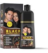 gowwim Black Hair Dye,Ginseng black shampoo 5-in-1 Hair Wash - Hair Color Shampoo,Beard Color, De...