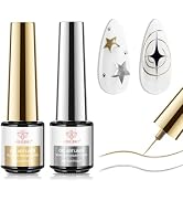 modelones Metallic Gel Liner Nail Polish 2 Pcs Gold Silver Nail Art Polish Bronze Gold Nail Art M...