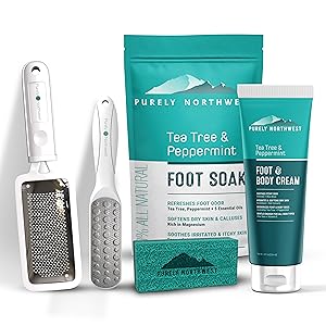 callus removing treatment rasp file Epsom salt foot soak with foot scrubbers pumice