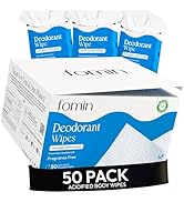 FOMIN Acidified Travel Deodorant Wipes For Women & Men - 50 Count - Fragrance Free - pH Balanced,...