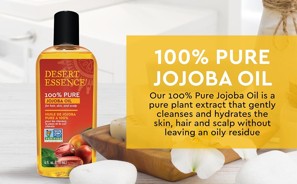 100% Pure Jojoba Oil is a pure plant extract that gently cleanses & hydrates the skin, hair & scalp