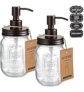 Amolliar Mason Jar Liquid Soap Dispensers, Rustproof Stainless Steel Mason Jar Lid Pump, Refill H...