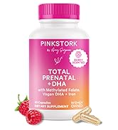 Pink Stork Total Prenatal Vitamins with DHA, Folate, Iron, Choline, and Vitamin B12 - Prenatals f...