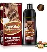 Fvquhvo Light Brown Hair Dye Shampoo 3 in 1, Argan Oil Instant Hair Color Shampoo, Long Lasting B...