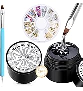 Modelones Rhinestone Glue for Nail, No Wipe Nail Gem Glue, Super Strong Adhesive Glue Gel with Na...