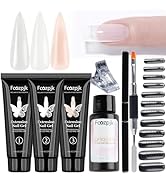 Fcozpjk Poly Extension Gel Nail Kit, Clear White Pink Builder Nail Gel Kit With Slip Solution Dua...