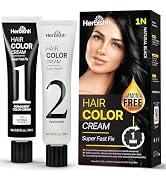 Herbishh Rapid Infusion Hair Color Cream – 1N Natural Black Hair Dye Permanent One Minute with Co...