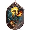 Dragon Ornament – Fantasy Gothic Decor | Mythical Creature Gift – Medieval Baroque Style – Unique Christmas Fantasy Keepsake – Suncatcher Effect Stained Glass Window –Car Hanging ONM-520-RST-Dragonnew