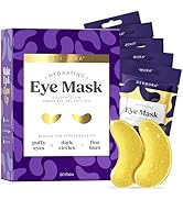 DERMORA Golden Glow Under Eye Patches (20 Pairs Eye Gels) - Rejuvenating Treatment for Dark Circl...