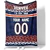 ANTKING Denver Throw Blanket Custom Name and Number Blanket for Men Women Boy Gifts