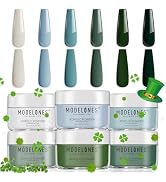 Modelones Acrylic Powder, Sage Green Mist Blue Light Grey Dark Olive Shades Earth Tone Acrylic Na...