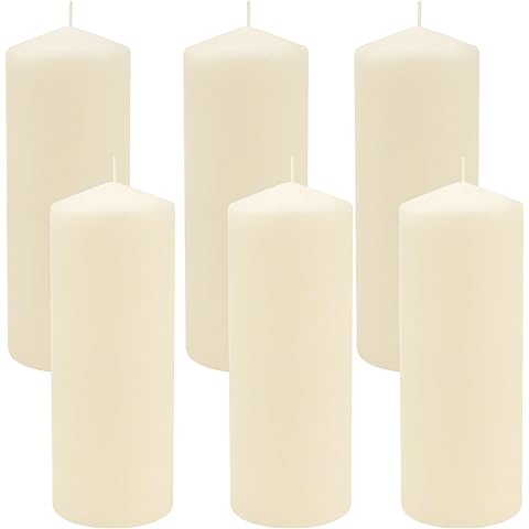 Stonebriar 80 Hour Long Burning Unscented Pillar Candles, 3x8, Ivory, 6 count