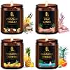 4 Pack Scented Candles Set, Natural Soy Candles for Home Scented, Gifts for Men Women Aromatherapy Candle Sets, Scents of Pink Sands/Coconut Vanilla/Bahamian Breeze/Pineapple Cocktail