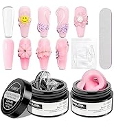 Supwee Solid Builder Gel for Nail Extension Clear Pink Non-Stick Hand Sculpture Hard Gel with Dua...