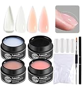 Fcozpjk Builder Gel for Nails, 4 Colors Thickening Builder Nail Gel Clear Milky White Nude Pink N...