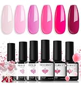 modelones Pink Gel Nail Polish Set 6 Colors, Hot Pink Tones Neon Pink Shades Magenta Light Soft t...