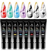 Nail Stamping Gel Polish, 8 Colors Stamping Polish Red Black White Purple Blue Silver Soak Off Pr...
