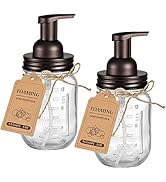 Amolliar Mason Jar Foaming Soap Dispenser, Rustproof Stainless Steel Lid, BPA Free Foam Pump, Wat...