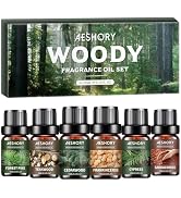 AESHORY Woody Essential Oils Set for Diffuser 6 x 10 ml, 100% Natural Aromatherapy Fragrance Oil