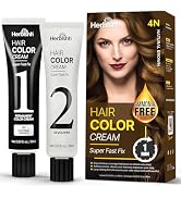 Herbishh Rapid Infusion Hair Color Cream – 4N Natural Brown Hair Dye Permanent One Minute with Co...