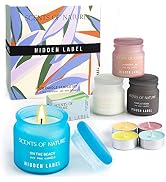 Hidden Label Scented Candles Gifts for Women, 'Scents of Nature' Small Soy Candles 4pack 3oz Cand...