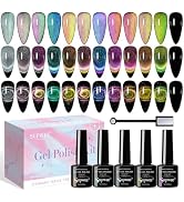 SUPWEE 9D Cat Eye Gel Nail Polish Set with Magnet - 12 Colors Magnetic Cateye Gel Polish Chameleo...