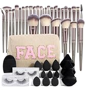 MAANGE Makeup Brushes Set 46 Pcs Makeup Tool Set Premium Synthetic Brush Make up Brush Set Multi-...