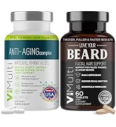 Vitmulti Anti-Aging & Beard Supplements Bundle: Anti-Aging Amino Acids for Immune Health, Energy,...