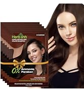 Herbishh Travel Pack Hair Dye Color Shampoo in Sachet + 1pc Argan Hair Mask Sachet (Dark brown, 5...