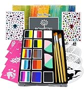 Bowitzki Professional Face Painting Kit For Kids Adults12 x 10gm Face Paint Set Stencil One Strok...