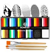 Bowitzki Face Paint Kit Professional Split Cake Face Painting Set For Kids Adults 12x10 gm with S...