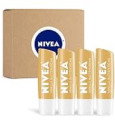 NIVEA Vanilla Buttercream Lip Care - All Day Moisturizing Lip Balm for Soft Lips - Pack of 4