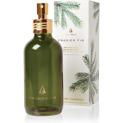 Thymes Frasier Fir Tree and Room Spray - Room Spray with Christmas Tree Scent - Air Fresheners for Home with Frasier Fir Fragrance and Siberian Fir Needles, Flameless Pine Scent - 3.75 Oz