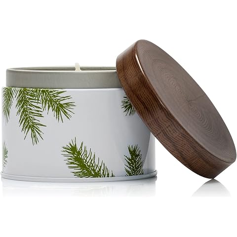 Thymes Frasier Fir Candle - Candle Tin - Scented Candles for Luxury Home Fragrance - Single-Wick – Holiday Candles with Pine Needle Design (6.5 oz)