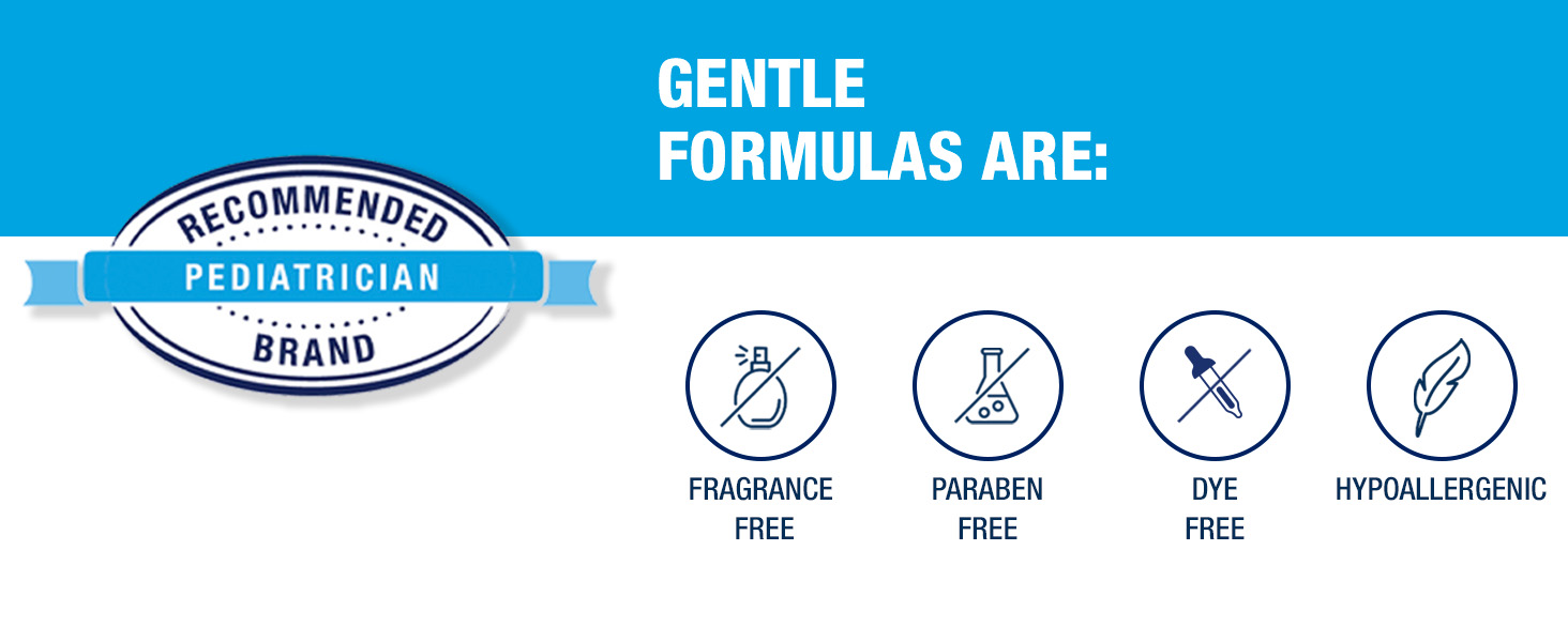 Recommended Pediatrician Brand; fragrance,  paraben, & dye free; hypoallergenic