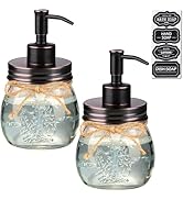 Amolliar 10 OZ Mason Jar Liquid Soap Dispenser, Stainless Steel Pump Lid, Cute Farmhouse Decor fo...