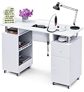 HolaiNail Manicure Table Nail Desk for Nail Tech, Acetone Resistant Beauty Salon Station with Dus...
