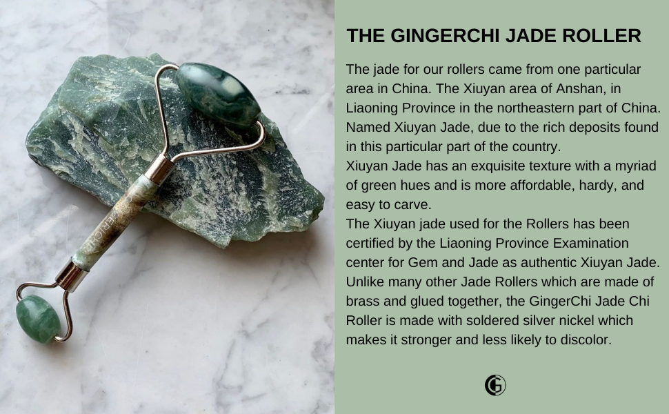 GingerChi Jade Roller for Skin Care Face Sculpting Tool Jawline Shaper Gua Sha Facial Tools