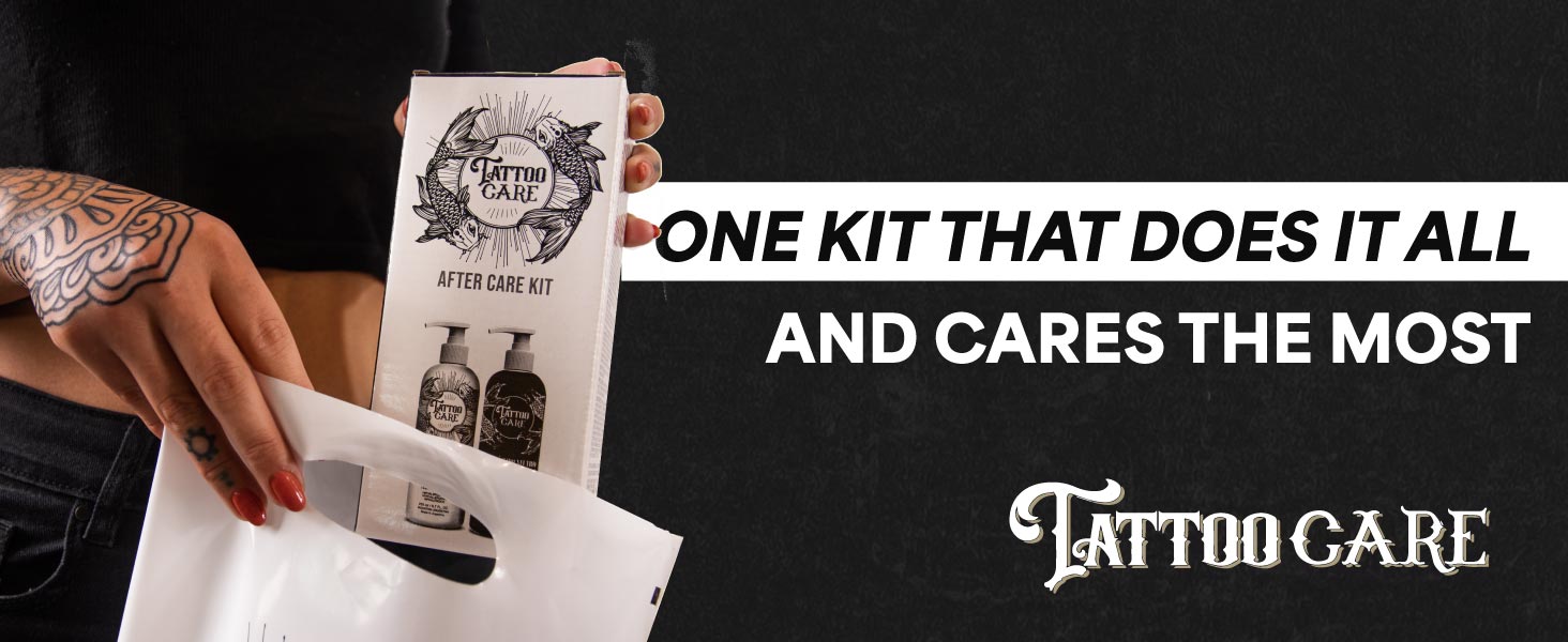 one kit that does it all and cares the most, soap and cream for new and old tattoos