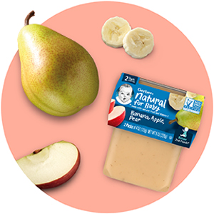 Pear, apple, banana puree tub