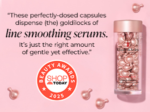 Retinol + HPR ceramide capsules on a pink background with a Today Show award seal