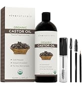 Viva Naturals Organic Castor Oil for Eyelashes and Eyebrows (16 fl oz) - USDA Certified Organic, ...