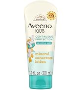 Aveeno Kids Continuous Protection Zinc Oxide Mineral Sunscreen Lotion for Children's Sensitive Sk...