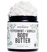 Whipped Body Butter | Peppermint Vanilla | Body Moisturizer for Women | With Raw Shea Butter for ...