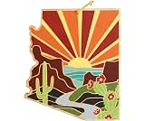 Totally Bamboo Arizona State Shaped Cutting Board and Charcuterie Serving Platter with Artwork by Summer Stokes, Includes Hang Tie for Wall Display